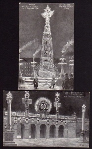 2 AK Wien 1908 Obelisk Aspernplatz Illumination 