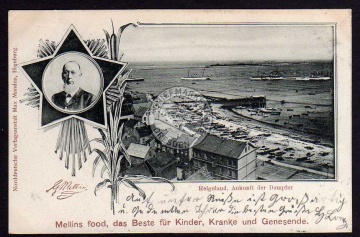 Helgoland Ankunft 1900 Dampfer Mellin s food 