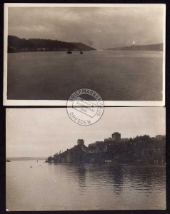 2 AK Bosporus Einfahrt Rumell Hissar va. 1915 