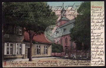 Uetersen Kirche und Schule Bahnpost 1904 