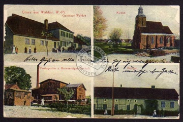 Waldau W.-Pr. 1909 Gasthaus Post Brennerei 