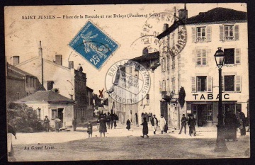 Saint-Junien Place de la bascule Tabac 1910 