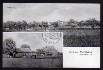 Auschkowitz Post Uhyst Gasthaus Dorfansicht 