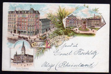 Elberfeld Rathaus Theater Badeanstalt 1899 