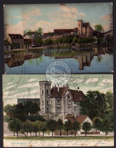 2 AK Bad Ronneburg Schloss mit Baderteich Schloss 