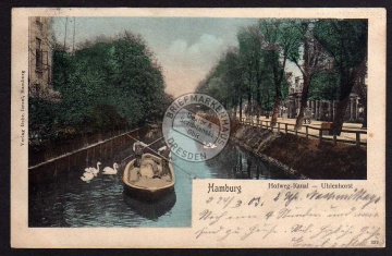 Hamburg 1903 Hofweg Kanal Uhlenhorst Schwan 