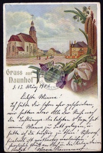 Naunhof 1901 Kirche markt Künstlerkarte Thieme 