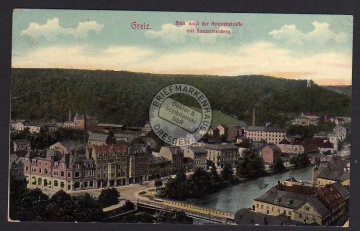 Greiz Heinrichstrasse mit Gasparinenberg 1911 
