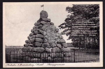 Reckahn 1944 Steinpyramide Landpoststempel 