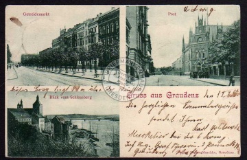 Graudenz 1901 Getreidemarkt Post Postamt 