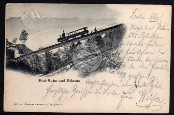 Rigi Bahn u. Pilatus 1900 Eisenbahn Zug Lok 
