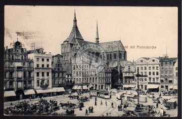 Rostock 1917 Neuer Markt Marienkirche Kaffee 