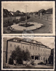 2 AK Hartha Sa. Markt Rathaus Lederhandlung 