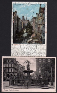 2 AK Danzig Neptunbrunnen Frauengasse 1905 