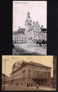 2 AK Döbeln Stadttheater Neues Rathaus 1910 