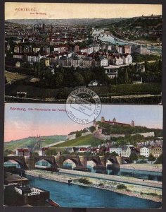 2 AK Würzburg v. Steinberg Alte Mainbrücke  1912 
