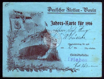 Deutscher Flotten Verein Jahreskarte 1916 Lüdicke 