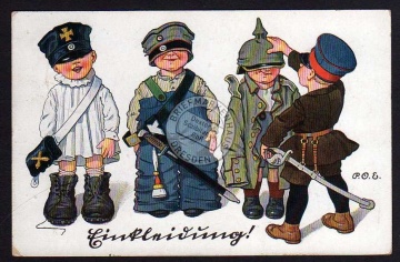 Weltkrieg Einkleidung Kinder 1915 