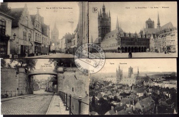 4 AK Ypern Ieper Ypres Rue de Lille et Tour Saint 