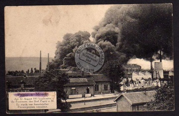 Pagny Mosel 1915 Bahnhof Feuer Brand brennende 