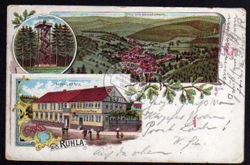 Ruhla 1901 Litho Gasthaus zur Rose Restaurant 