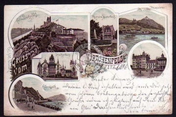 Drachenfels 1896 Petersberg Drachenburg Ruine 