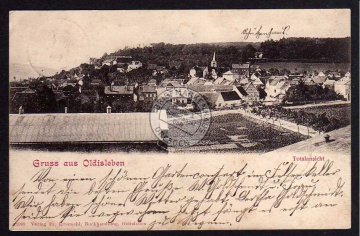 Oldisleben Ortsansicht mit Halle Dach 1900 