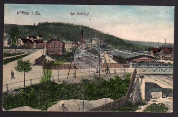 Wilkau Sa. Bahnhof 1910 Brücke Gleis 