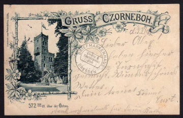Gruss vom Czorneboh 1899 Turm Pommritz 