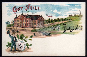 Burgstädt Litho 1900 Gut Heil Wettinhain 