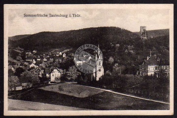 Tautenburg 1919 Ortsansicht mit Turm der Ruine 