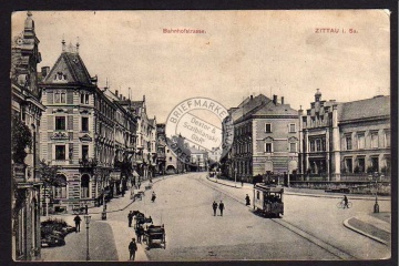 Zittau Bahnhofstraße Straßenbahn 1908 