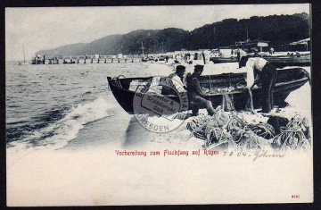 Göhren Rügen 1904 Vorbereitung zum Fischfang 