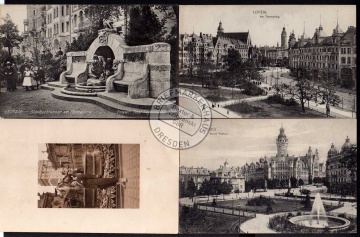 4 AK Leipzig Thomasring Märchenbrunnen Villen Neu 