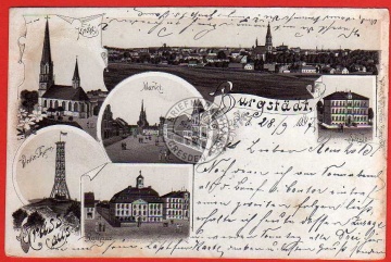 Litho Burgstädt 1897 Kirche Schule Wettin Turm 