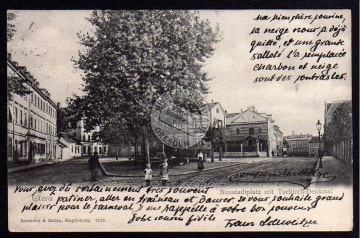 Gera Neustadtplatz mit Tschirch Denkmal 1905 