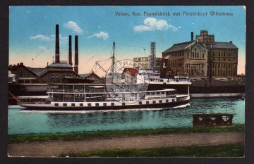 Velsen Kon Papierfabriek met Pleizierboot 1913 