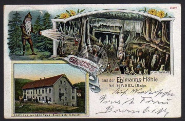 Erdmanns Höhle b. Hasel Baden Zwerg Grube 1908 