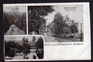 Restaurant Gasthof Herlagrün Schwan Teich 1912 