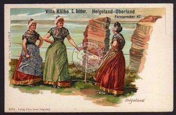 Litho Helgoland Oberland Villa Käthe Bebber 