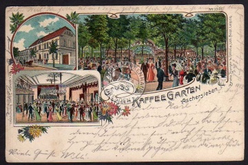 Litho Aschersleben Kaffeegarten Restaurant 1903 