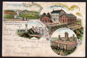 Hohensyburg Westhofen Ruhr Hotel R. Wulf Litho 