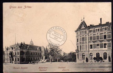 Zittau Hotel Reichshof Postamt Stadtbad 1906 