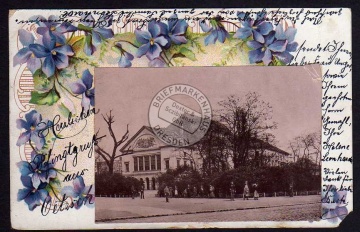 Oetzsch 1901 Festhalle Gasthof Foto auf Postkarte 