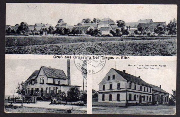 Grosswig bei Torgau Elbe Gasthof Deut. Kaiser 