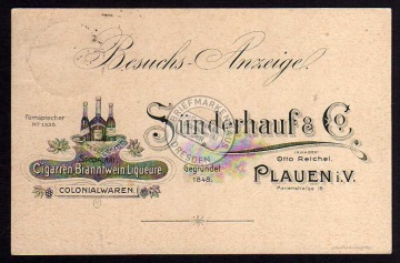 Plauen Sünderhauf & Co. Cigarren Branntwein 