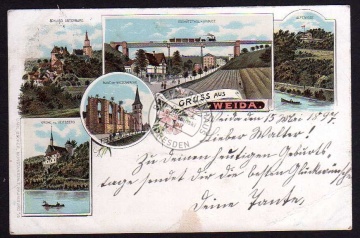 Weida 1897 Wiedenkirche Ruine Litho Oschütztal 