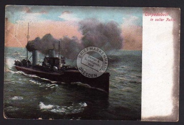 Torpedoboot in voller Fahrt 1912 