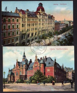 2 AK Leipzig 1913 Volkshaus Buchhändlerhaus 