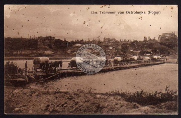 Trümmer von Ostrolenka Notbrücke 1918 
